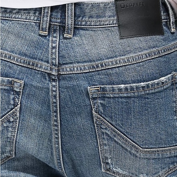 Men’s Empyre Verge Lap Blue Distressed Tapered Skinny Jeans - Picture 4 of 14